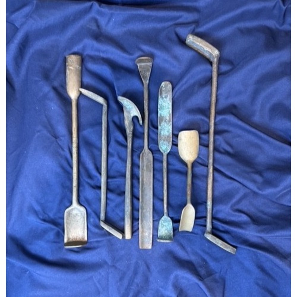 Lot of 7 Antique/Vintage Unbranded Brass Sand Casting Foundry Metal Tools